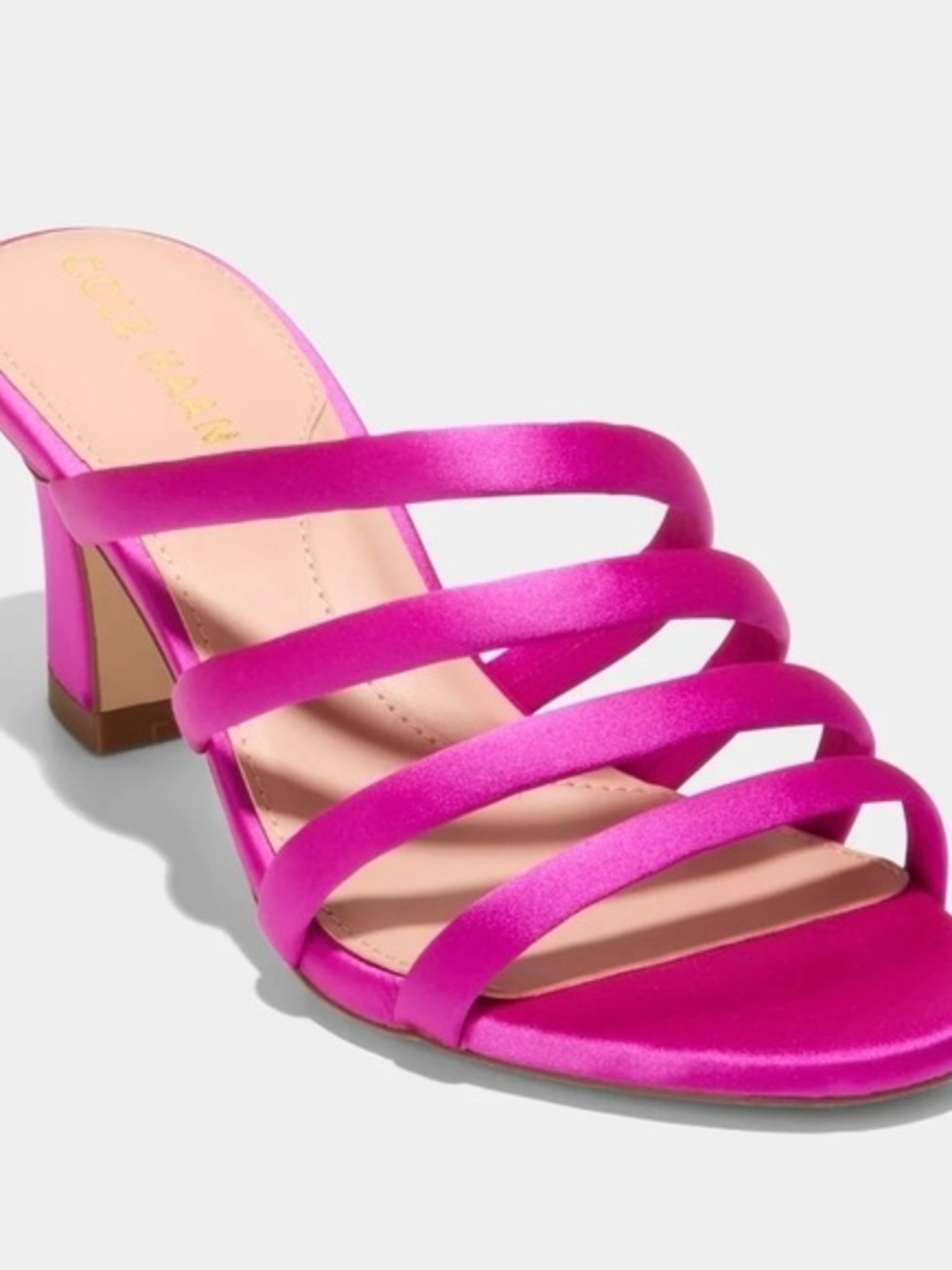 NWT Cole Haan Hot Pink Satin Adella Strappy Block Heel Sandal 5.5